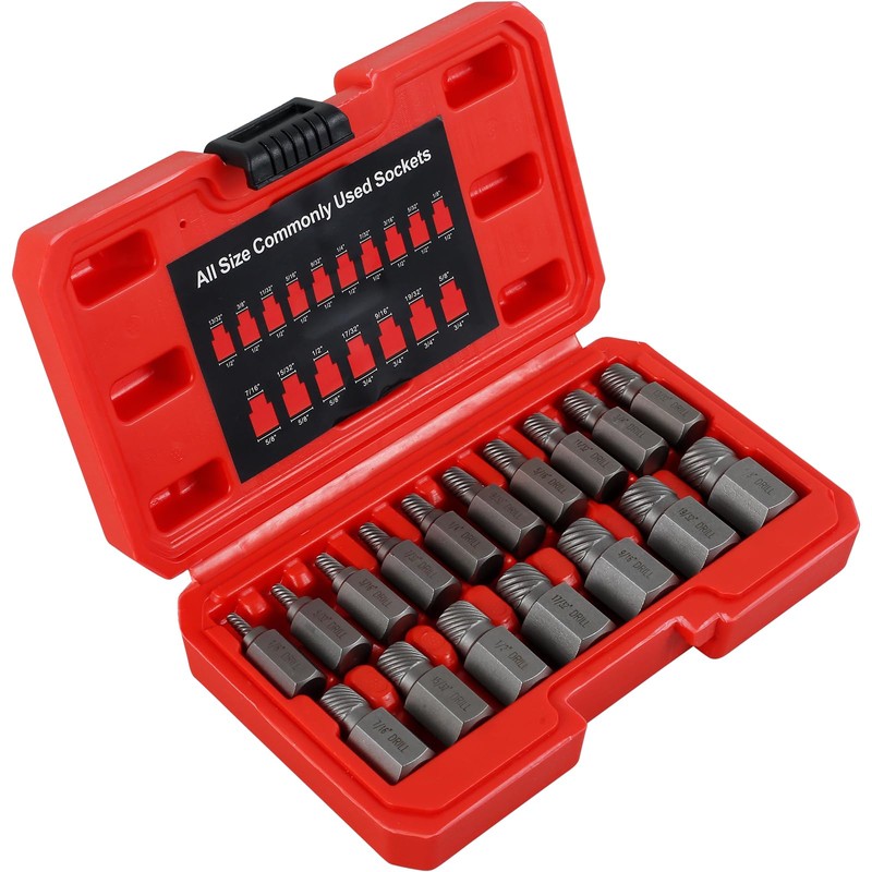 17Pcs Screw Extractor Set Hex Head Easy Out Bolt Extractor