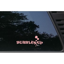 Bubbles UP - in Pink - 7" x 2 3/4" die Cut Vinyl Decal/Bumper Sticker for Windows, Cars, JDM, Trucks, Bumpers, Tool Boxes, Boats, laptops - virtually Any Hard, Smooth Surface. Made in The USA