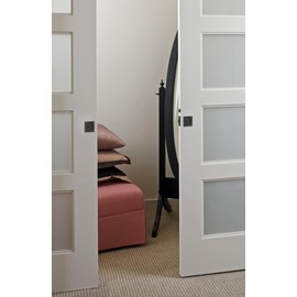 goldenwarm Black Pocket Door Lock with Finger Pull, 2 3/8 Inch Notadjustable Latch Square Pocket Door Hardware, Matte Black Sliding Pocket Door Privacy Lock- 1 Pack