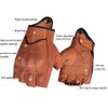 Harssidanzar Mens Gloves Half Finger Goatskin Leather Motorcycle Gloves GM037UK,