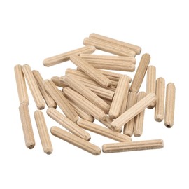 sourcing map Wooden Dowel Pins 36pcs 4x25mm(5/32"x1") Fluted Beveled Ends Wood Dowel Pegs Kiln Dried Hardwood for Woodworking Furniture Shelf