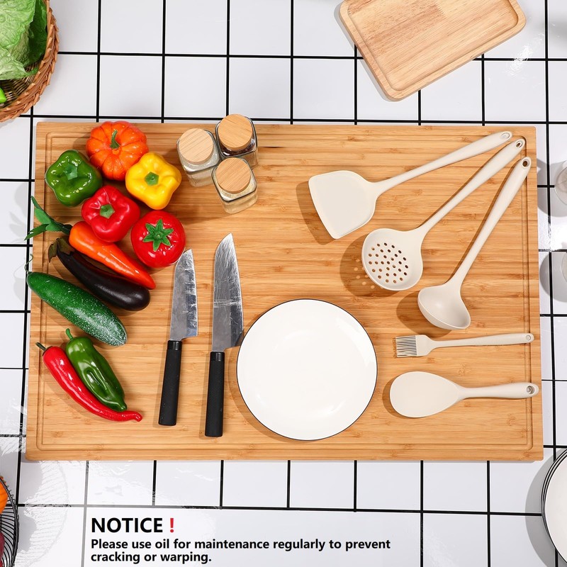 Sintuff 30 x 20'' Extra Large Bamboo Cutting Board Stove