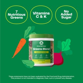 Amazing Grass Amazing Grass Greens Blend Superfood: Greens Powder Mix for Energy, with Organic Spirulina, Chlorella, Beet Root Powder, Digestive Enzymes & Probiotics, Original, 30 Servings (Packaging May Vary)