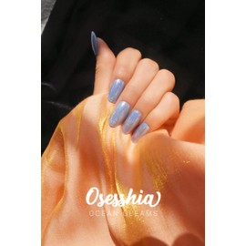 Osesshia Semi Cured Gel Nail Strips, 20 pcs Nail Wraps, Glaze Gel Nail Stickers, Salon Quality French Manicure, Full Decal Gel Polish Strips, Long Lasting SCG, UV Lamp Required (Ocean Gleams)