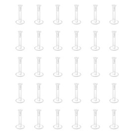 D.Bella Clear Earrings for Work, Surgery, Sports - 16g Cartilage, Helix, Tragus Stud - Plastic Piercing Retainer - Lip Rings, Labret Retainers 8mm