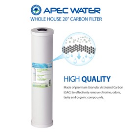 APEC Water Systems FI-CAB20-BB APEC 20" Whole House High Flow GAC Carbon Filter 4.5"X 20" (100,000 gallons), White