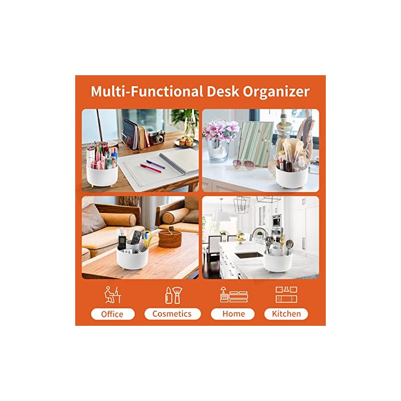 360° Rotating Desk Pencil Holder with 5 Compartments