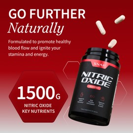 Snap Supplements Nitric Oxide Booster Pre Workout, Muscle Builder - L Arginine, L Citrulline 1500mg Formula, Tribulus Extract & Panax Ginseng, Strength & Endurance (90 Capsules)