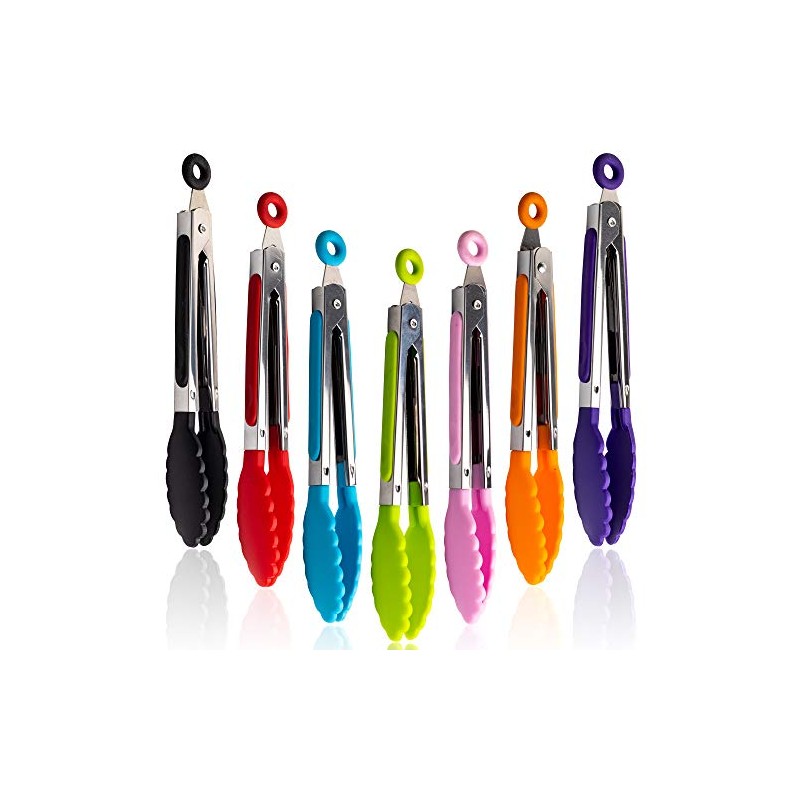 7-Pack Mini Kitchen Tongs Set - Versatile Stainless Steel Tongs