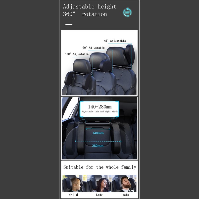 Car Headrest Pillow Memory Foam Head Neck Support Pillow Height