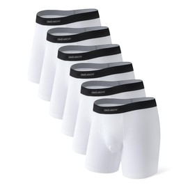 DAVID ARCHY Mens Underwear Boxer Briefs Cotton Comfortbale Soft Breathable with Fly Underwear for Men 6 Pack(M,White *6)