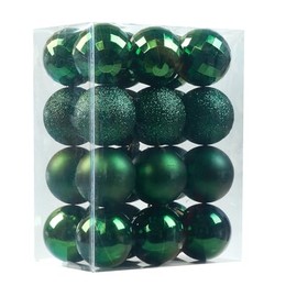 Emopeak 24Pcs Christmas Balls Ornaments Tree Ornaments for Xmas Tree Holiday Wreath Garland Decor Ornaments Birthday Valentines Day Easter Holiday Wedding Decorations(Dark Green, 2.4"/6.2CM)