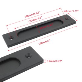 Kyuionty 2Pcs 7 Inch Flush Pull, Rectangular Finger Flush Pulls Recessed Barn Door Handle Sliding Door Handles for Pocket Door, Gates, Garages, Sheds (Matte Black)