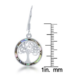 Sterling Silver Abalone Tree of Life Circle Earrings