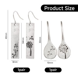 HDGSAFD 2 Pairs of Dandelion Retro Earrings, Women's Drop Earrings, Simple and Versatile Earrings, Women's Jewellery, Clothing Accessories