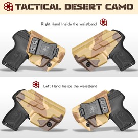 Amberide IWB & OWB KYDEX Holster Fit: Ruger LCP MAX .380 Pistol, Inside Outside Waistband Concealed Carry Holster, Adjustable Cant & 'Posi-Click' Retention, USA Made by Amberide, Desert Camo, Left