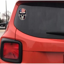 USA Patriotic Skull Unique Vinyl Decal Waterproof Sticker for Laptop, Guitar, Luggage, Skateboard, Water Bottle, Car Bumper 5-inch (Design 1)