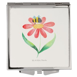 Mr. & Mrs. Panda Handtaschenspiegel quadratisch Hummel Blume - Geschenk, Tiermotive, Natur, silber, Schminkspiegel, Tiere, Feld, Gute Laune,