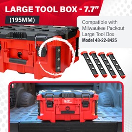 Alpha Engineered Threaded Replacement Packout Rails 7.7” (195mm) Compatible with Milwaukee Packout Tool Box 48-22-8425 Includes End Caps - Heavy Duty Aluminum Rails - Fits Packout Accessories – Black