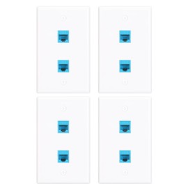 XGGYA Ethernet Wall Plate 2 Port with RJ45 Keystone Coupler Female to Female,Blue RJ45 Keystone Wall Plate,Perfect for Home and Office Networking Easy Installation Solution(4 Pack)