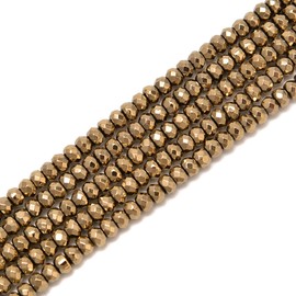 JM Design Titanium Hematite Pyrite Tone Faceted Rondelle Beads Size 2x3mm 15.5'' Str for Jewelry Making