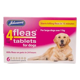 Johnsons Veterinary Products 4Fleas Dog Flea Tablets for Large Dogs, 6 Tablets