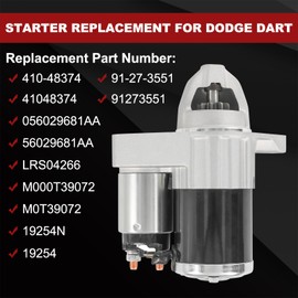 Starter Compatible with Dodge Dart 2013-2016 2.0L 2.4L L4 12V 1.4KW CW 10 Teeth Starter Replace# 56029681AA, M000T39072, M0T39072