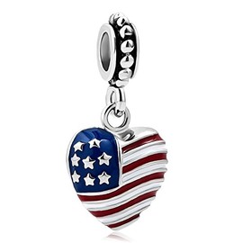 DemiJewelry American US Flag Army Mom Dangle Beads For Charm Bracelet
