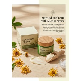 Skin Soothing Magnesium Cream Infused with MSM & Arnica, Fast-Absorbing Non-Greasy Mild Gentle Formula, Daily Body Care Total Nerve Relief Cream 50g/1.76oz (3)