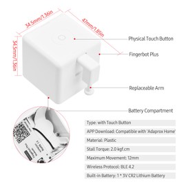 Mini BT Fingerbot Home Automation Controller with Touch Button APP Control Voice Control Schedule Timer Fingerbot Home Appliances Switch Pusher Smart Controller (BT Gateway Required)