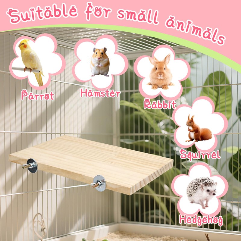 3 Pack Bird Perch Stand, Natural Wood Platform and Playground