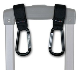 Hooks for Suitcases - Set of 2 Aluminium Carabiners with Velcro Fastener - Travel Accessories for Jackets and Bags, Large Opening, Circumference 11 cm, Weight up to 9 kg