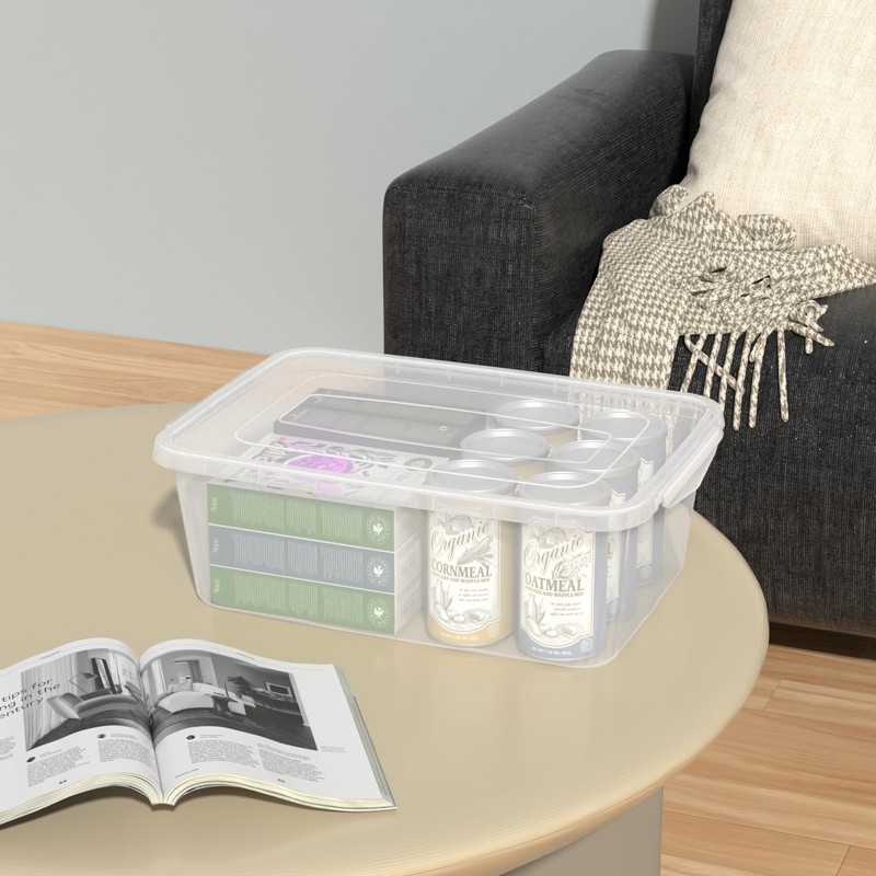 Yuright 14 Quart Clear Plastic Storage Bin, Latching Box Container
