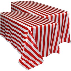 LIFKOME 2pcs Black/Red and White Striped Tablecloth Plastic Stripe Table Cover Tablecloth Plastic Picnic Party Tablecloth Carnival Circus Tablecloth for Holiday Party