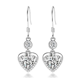 Bellitia Jewelry 925 Sterling Silver Infinity Heart Drop Earrings for Women Girls, Dangle Diamond Crystal CZ Cartilage Eternity Love Hook Earring Hypoallergenic Birthstone Dangle Earrings
