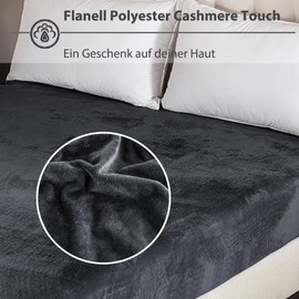 Soifox Jersey Warm Fitted Sheet 90 x 200 cm to 100 x 200 cm Pack of 2 Plush Fleece Velvet Soft Cuddly Fluffy Cashmere Touch Bed Sheet for Box Spring Bed Topper Mattress Anthracite with Elastic Band