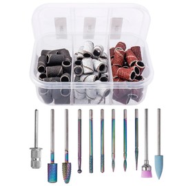 Yakamoz Nail Drill Bits Set, 10Pcs Tungsten Carbide Nail File Bits & 75pcs Nail Sanding Bands(#80#120#180 Grits) with Mandrel Bit Gel Acrylic Nails Professional Electric Nail File for Manicure Pedicure.