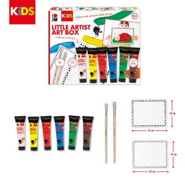 Marabu Kids Little Artist Art Box, Painting and Craft Box for Children from 3 Years, Includes 6 x 36 ml Children's Paint, Brush and Painting Box, 0305000000114, Universal