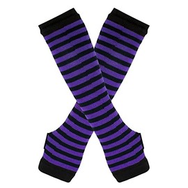 Women's Knitted Fingerless Gloves with Thumb Hole, Long Elbow Length Arm Warmers Gloves, Thermal Winter Hand Warmers, Cold Weather Thumbhole Mittens, Soft Stretchable Fingerless Glove (BK+PU)