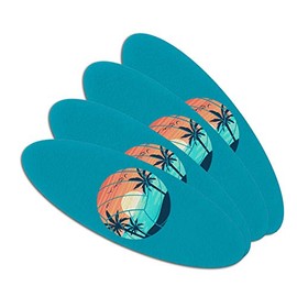 Volleyball Beach Scene Double-Sided Oval Nail File Emery Board Set 4 Pack