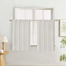 Lecloud - Cortinas de cocina naturales de 36 pulgadas de largo, 2 paneles, cortinas cortas de privacidad para ventana de privacidad, aislamiento térmico con bolsillo para barra para recámara, baño