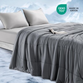 Sonive Cooling Comforter Set - Cooling Blanket for Hot Sleepers and Night Sweats, Summer Lightweight and Breathable, Reversible Comforter with 2 Pillowshams, Dark Grey, King Size(106" x 90")