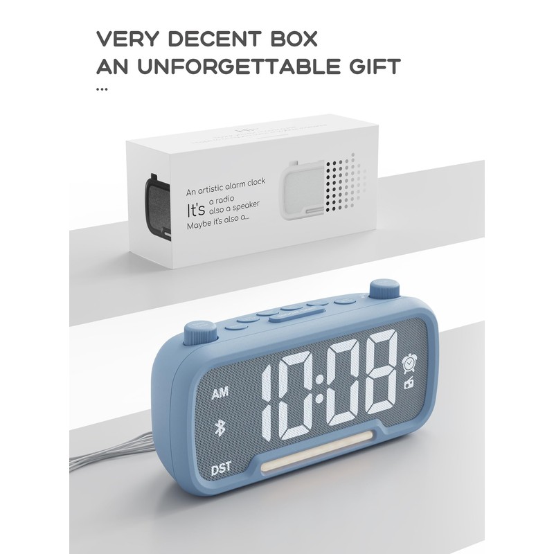 Radio Alarm Clock Besides with Bluetooth Speaker and Night Light,