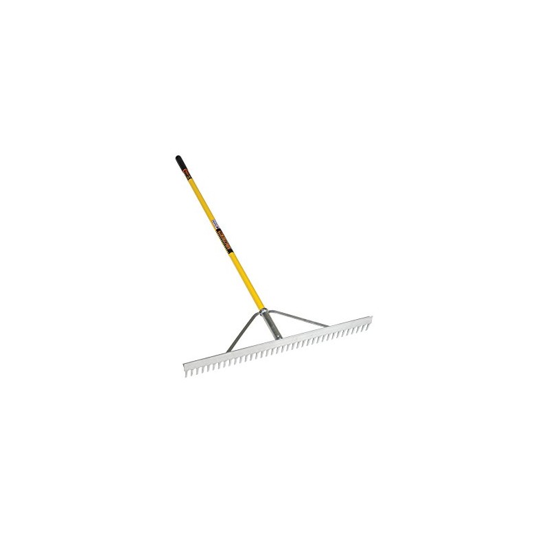Structron 12102 (LR36) 36" Head Landscape Rake, 66" Yellow Fiberglass