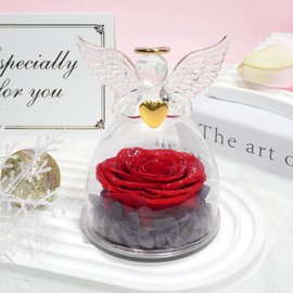 Sunia Gifts for Women Christmas, Eternal Rose Angel Figure Gifts for Mum, Eternal Flower Angel Gifts, Birthday Gift for Women, Real Roses, Mother Grandma Gift, Christmas Valentine's Day