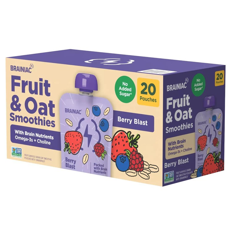 Brainiac Fruit and Oat Smoothie Pouches, 20 pk.
