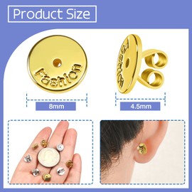 Toaob 8 Pieces 18 K Gold-Plated Earring Clasps 925 Silver Butterfly Clasp Earrings Back Stopper Ear Stopper Earring Lifter 8 mm Earring Backs for Stud Earrings Jewellery Making