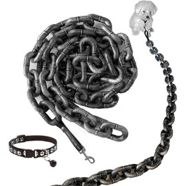 Fake Big Dog Chain Leash,Funny Dog Leash,Dog Toy,Plastic Material,Imitates Iron Chains,for Small Dogs Cats Puppies Only,Comes with a Puppy Collar,Chihuahua Teddy Poodle Papillon