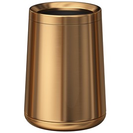LEASYLIFE 10L/2.6 Gallon Rose Gold Stainless Steel Trash Can,Brush Gold Bathroom Garbage Can,Open Top Trash can for Bathroom，Bedroom，Hotel，Kitchen，RV (Rose Gold)