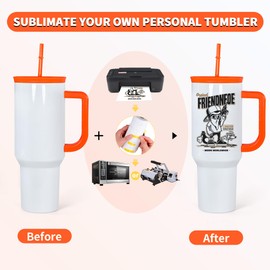 FECBK 40oz Sublimation Tumbler with Handle and Straw, Leak-Proof Insulated Tumblers Bulk Keeps Cold for 34 Hours, Stainless Steel Double Wall Vacuum Insulated Sublimation Blank, Orange, 4 Pack